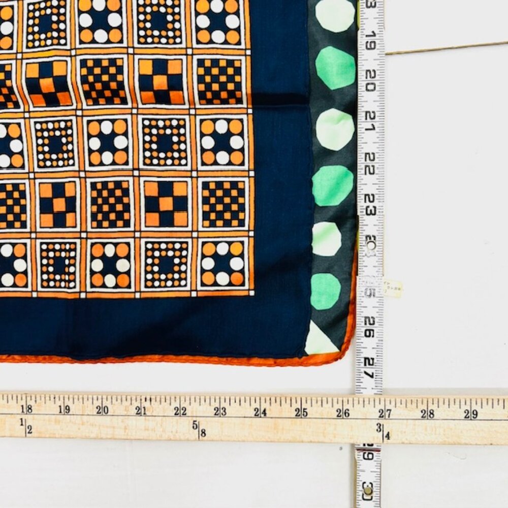 (2) Emanuel Ungaro Paris Scarfs 100% Silk 27" Green stripe Blue Orange Dot (27 - Picture 14 of 16